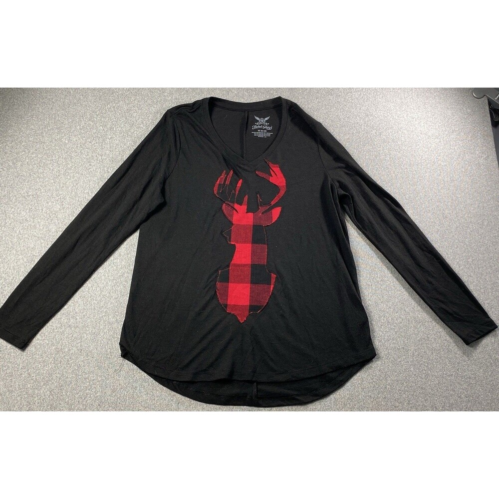 Faded Glory Plaid Deer Head T-shirt Size M